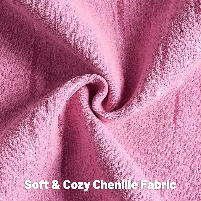 FUTEI Hot Pink Chenille Decorative Throw Pillow Covers 12x20 Inch Set of 2,Soft Embossed Striped Textured Lumbar Pillow Cases,Modern Home Decor for Couch Bed Living Room