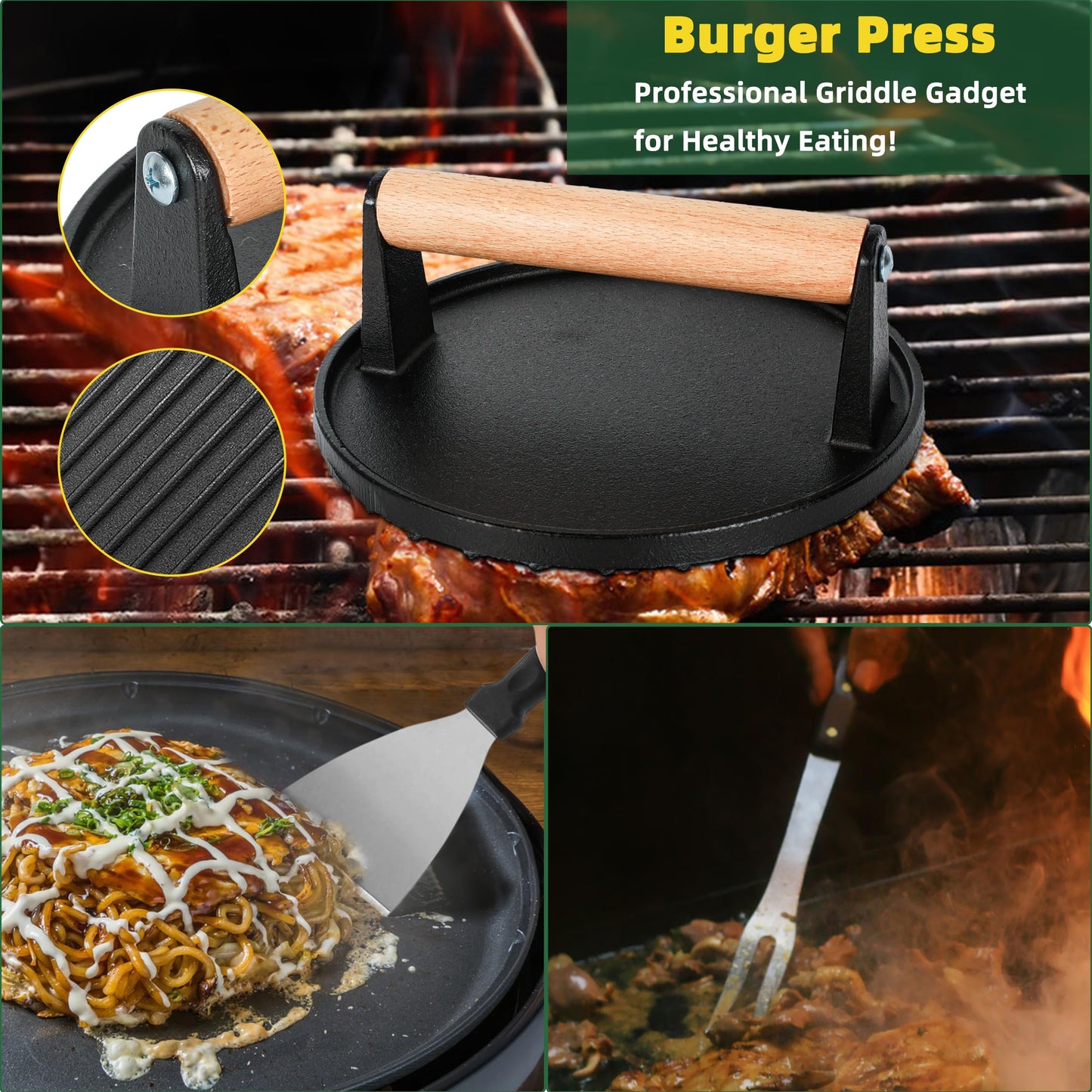 30PCS Griddle Accessories Kit, Flat Top Grill Accessories Set for Blackstone and Camp Chef, Grill Spatula Set with Melting Dome, Burger Press, Gifts for Men, Christmas Stocking Stuffers for Adults Men