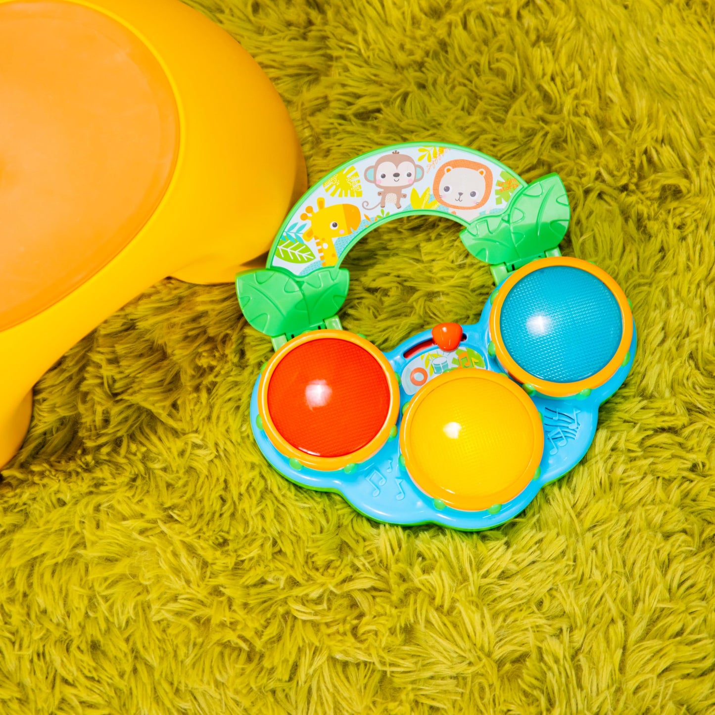 Bright Starts Safari Beats Musical Drum Toy with Lights, Ages 3 Months +, Multi