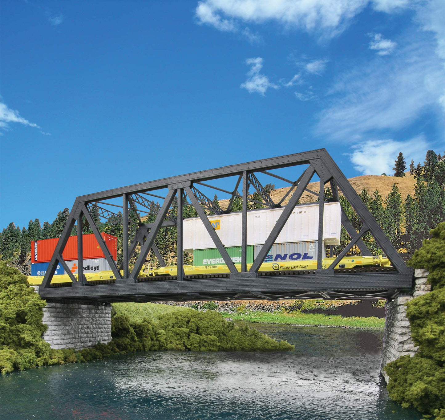 Walthers Cornerstone Modernized Double-Track Railroad Truss Bridge 933-4510 HO Scale Model Railroad - Structure Kit