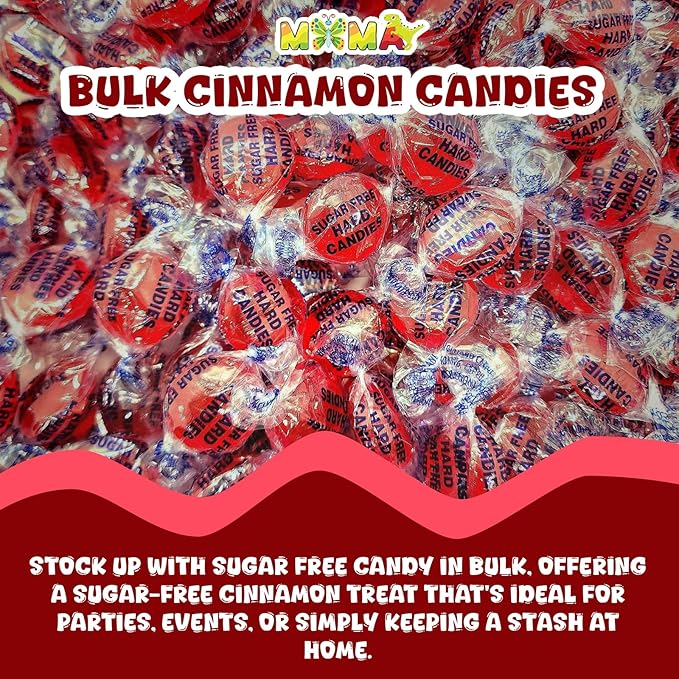 Sugar Free Cinnamon Hard Candy - 1 lb Rich & Fiery Bulk Candy Individually Wrapped Cinnamon Discs - Gluten Free, Vegan, Keto Friendly Mima's Summer Mega Sale Treats Bag