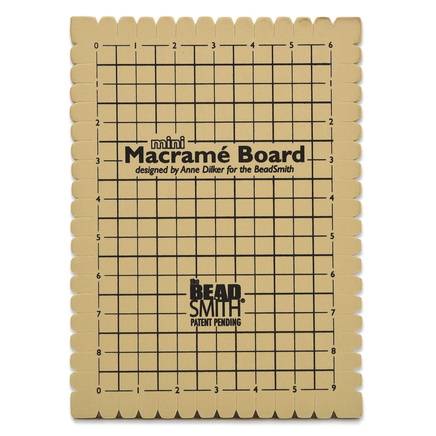The Beadsmith Mini Macrame Board, 7.5 x 10.5 inches, 0.5-inch-Thick Foam, 6 x 9 Grid for Measuring, Bracelet Project with Instructions Included, Create Macrame and Knotting Creations