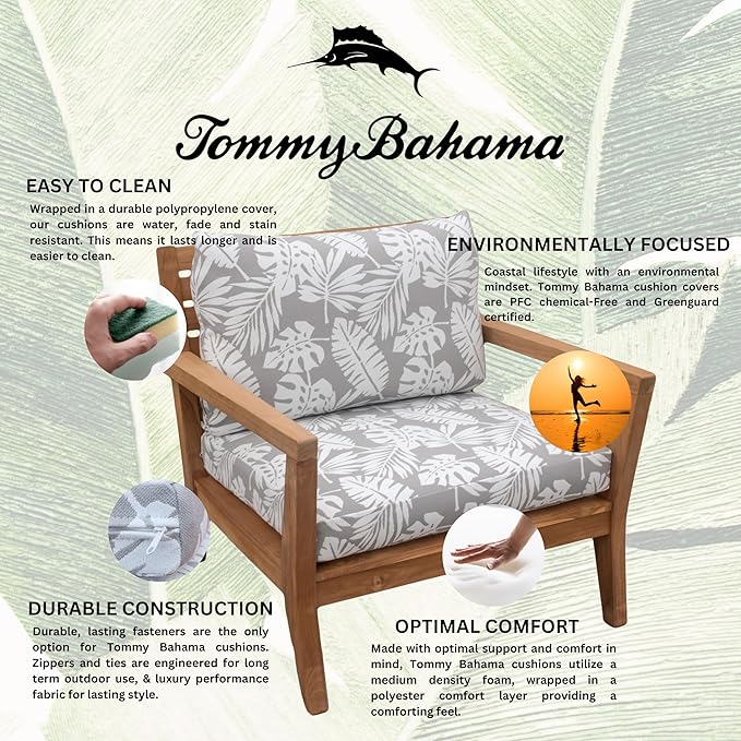 Tommy Bahama Deep Seating Lounge Cushion, 24" X 24" X 4", Tropical Chrome