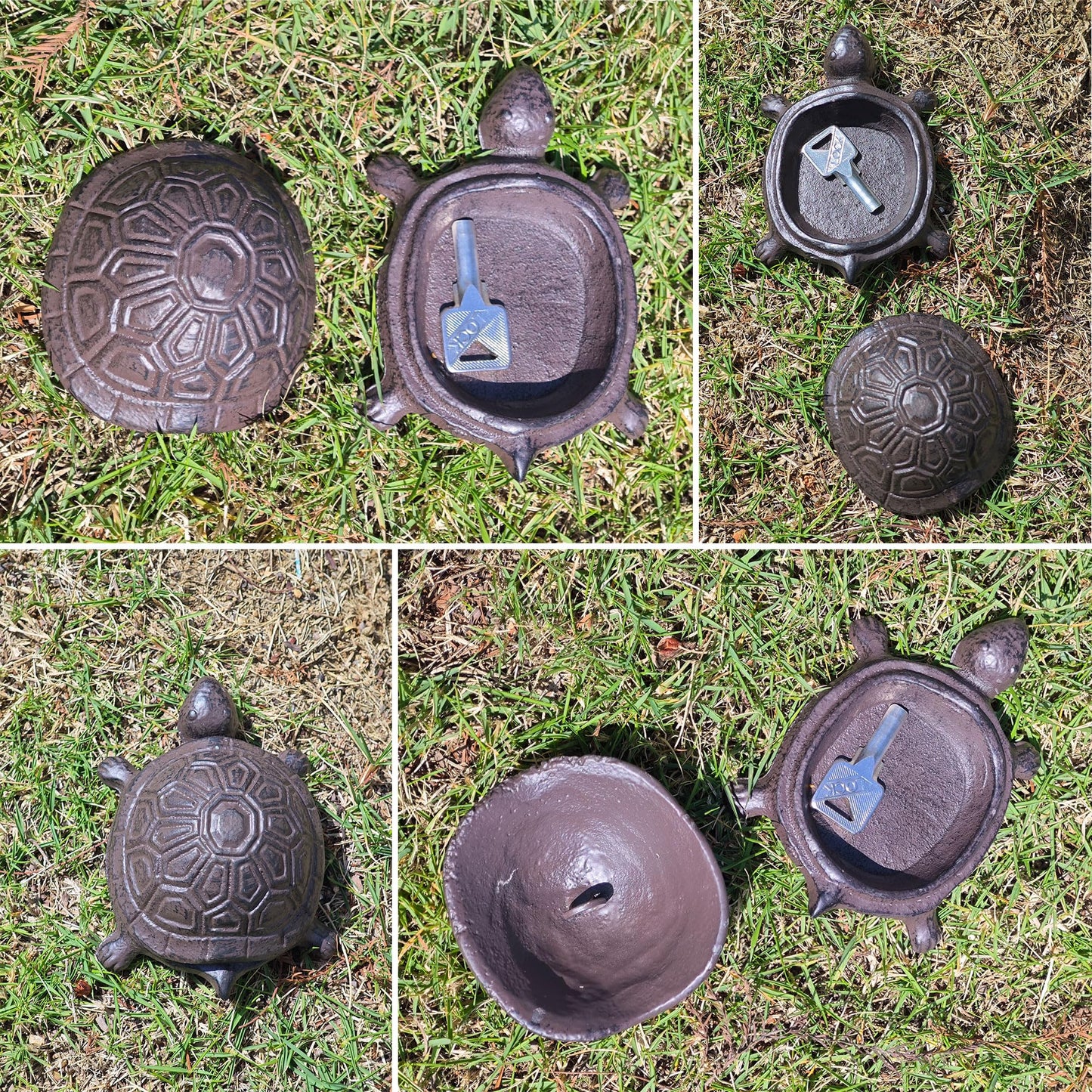 SUYAUU Spare Key Hider Turtle Shape, Brown Cast Iron Turtle Key Hidden Garden Decoration Safe Holder for Outdoor Yard Patio, Indoor Home Small Gift Box