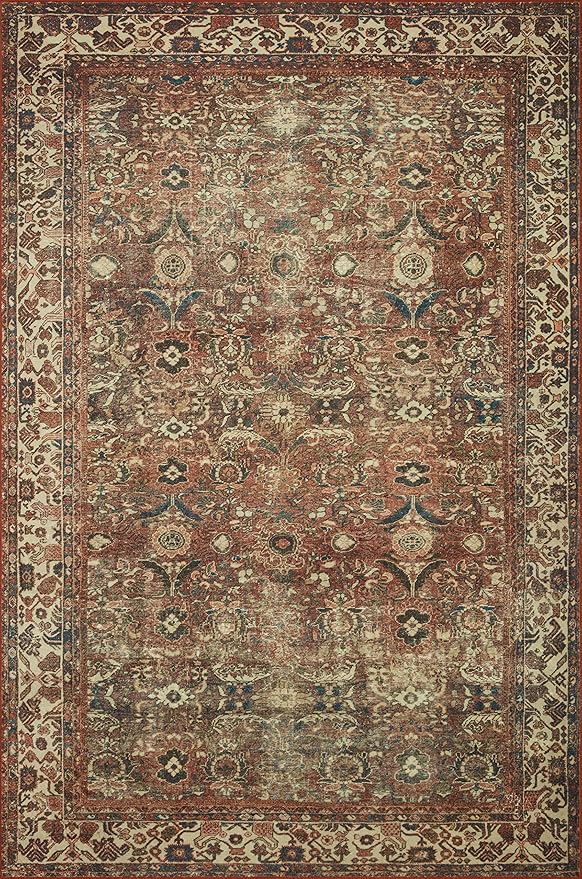 Loloi Magnolia Home by Joanna Gaines Banks Collection BAN-04 Brick/Ivory 2'-6" x 12'-0", .13" Pile Height, Machine Washable, Runner Rug