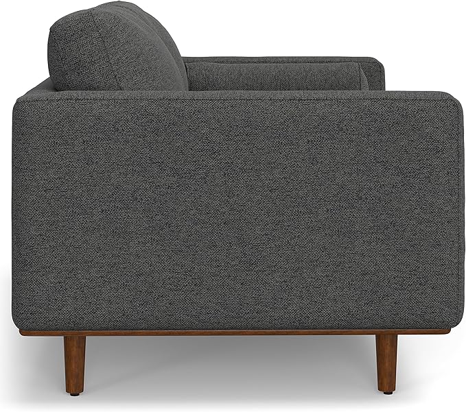 SIMPLIHOME Morrison Mid-Century Modern 72 inch Wide Sofa with Ottoman Set in Charcoal Grey Tightly Woven Performance Fabric for the Living Room and Family Room