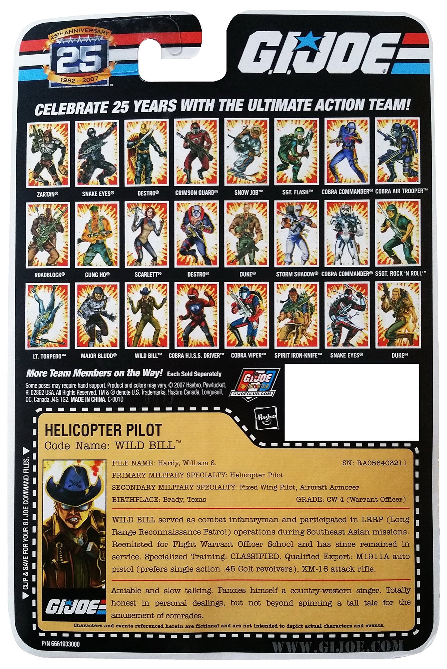 G.I. Joe 25th Anniversary: Wild Bill (Helicopter Pilot) 3-3/4 Inch Action Figure
