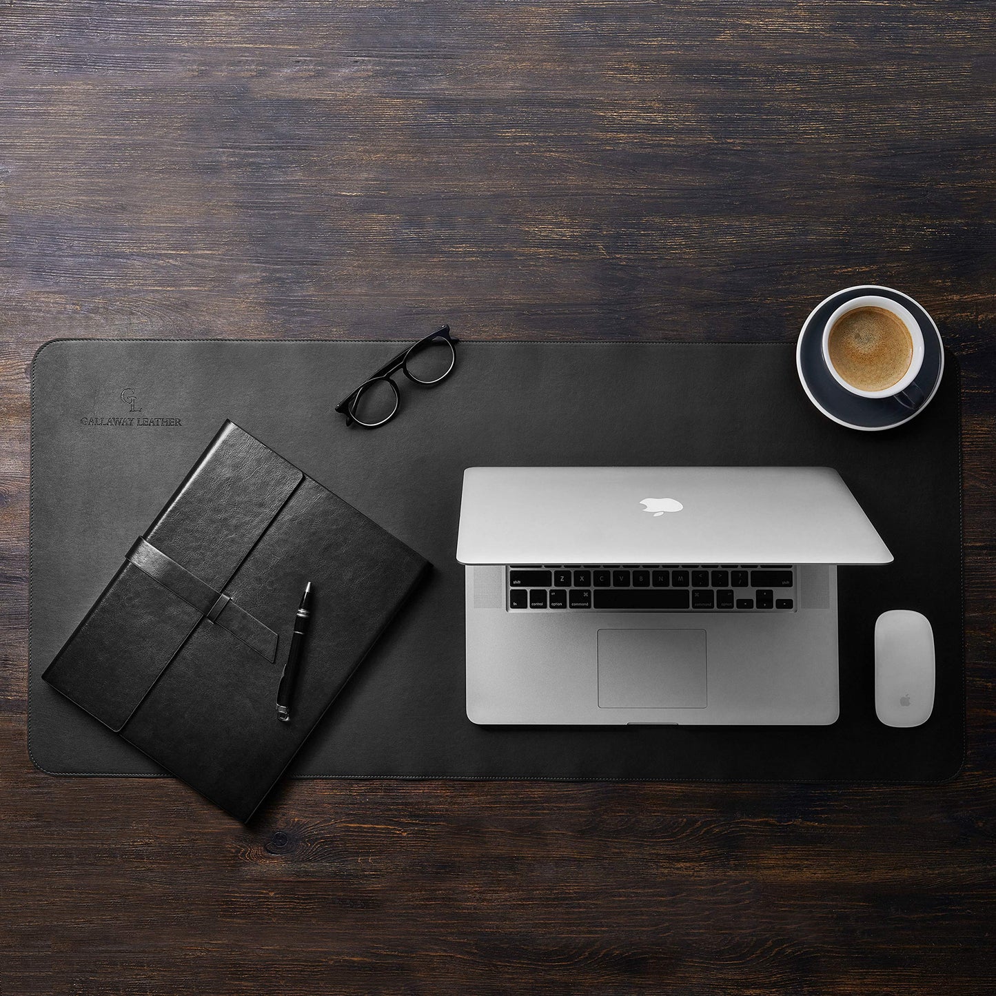 Gallaway Leather Desk Mat, Office Writing Desk Pad, Large 36" x 17" Black, for Top of Desks, Gift Ready Elegant Computer Desk Cover Protector PU Leather
