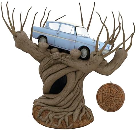Hallmark Keepsake Christmas Tree Topper, Harry Potter and the Chamber of Secrets Collection Flying Ford Anglia in the Whomping Willow Tree With Light and Sound, Gifts for Harry Potter Fans