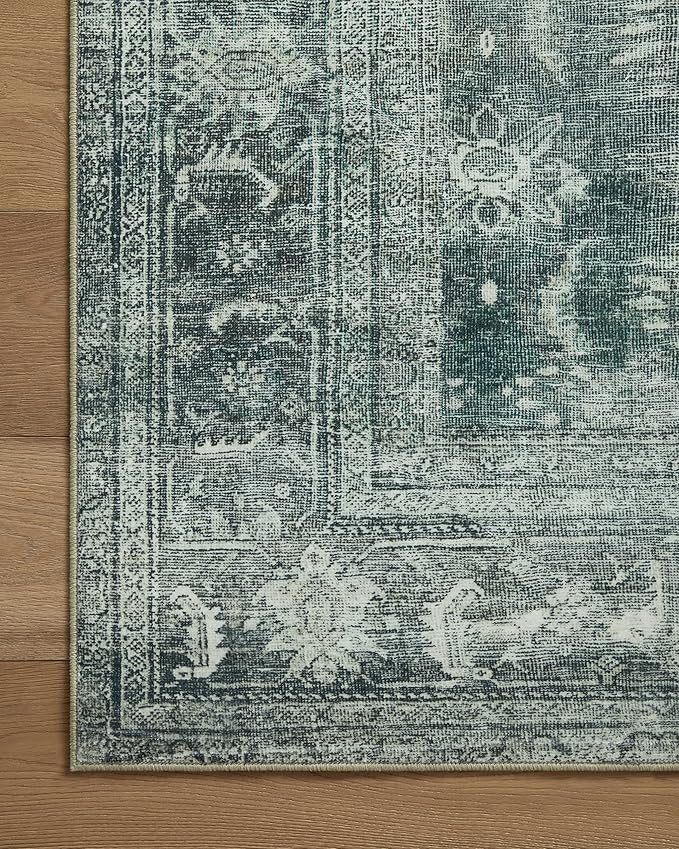 Loloi Magnolia Home by Joanna Gaines Banks Collection BAN-03 Blue/Lagoon 2'-6" x 9'-6", .13" Pile Height, Machine Washable, Runner Rug