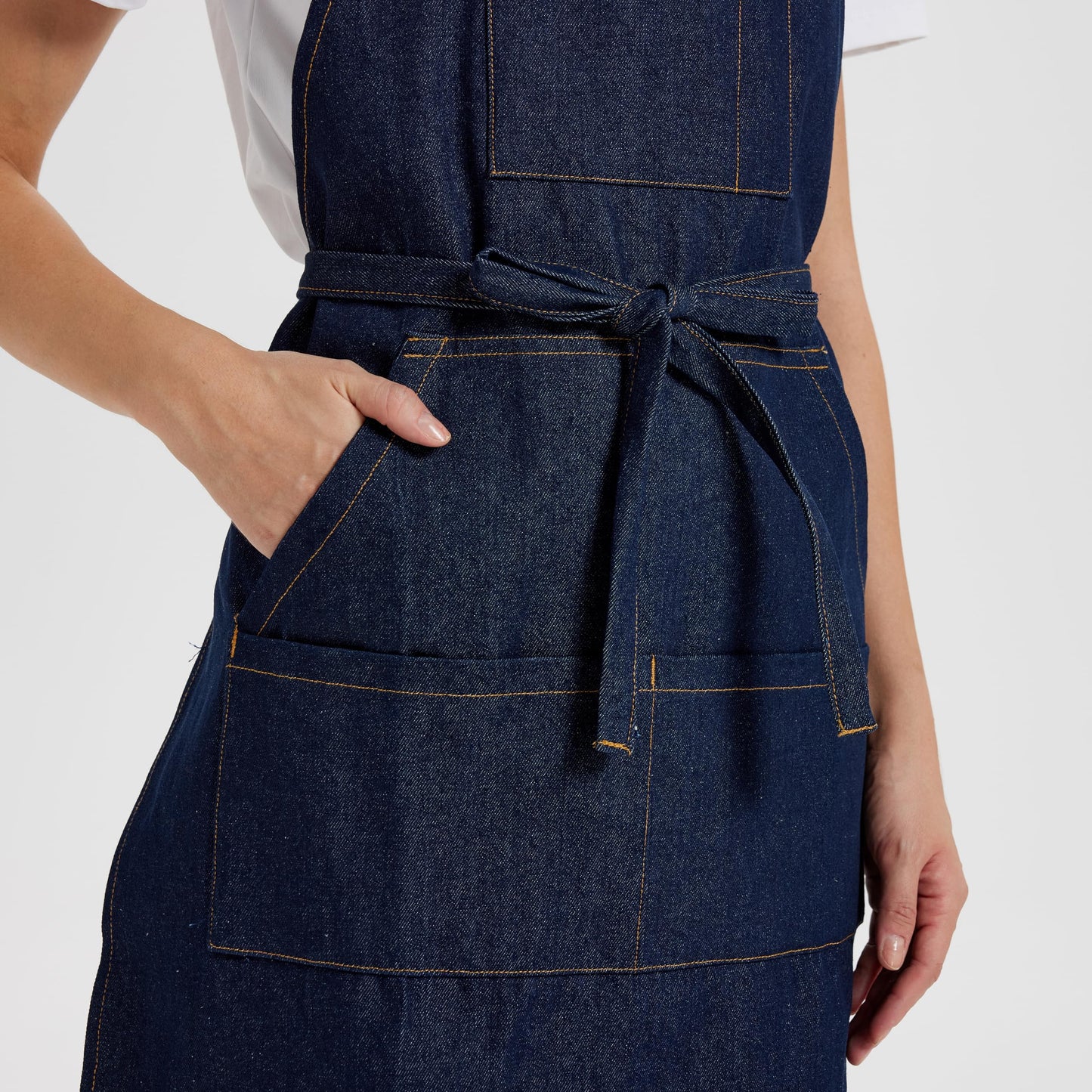 CIRCOOLE Chef Apron for Men Women with Large Pockets, Adjustable Denim Apron for Cooking, Baking, Gardening, Woodworking, Painting,Size M to XXL(Blue)