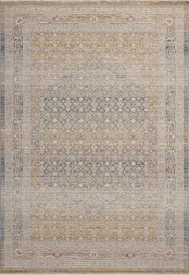 Loloi Chris Loves Julia Ida Collection IDA-02 Stone/Gold 7'-10" x 10', .19" Pile Height, Area Rug