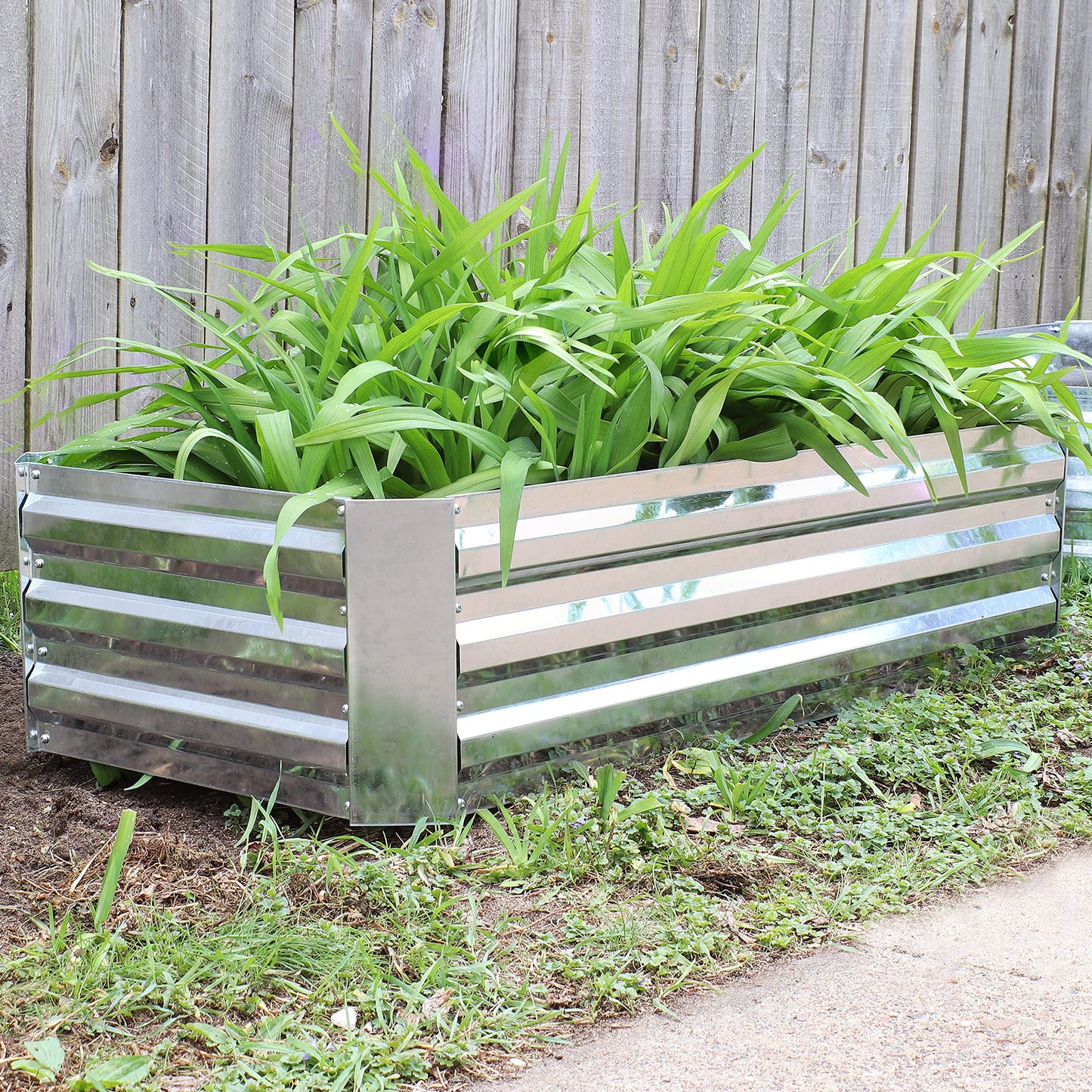 Sunnydaze Galvanized Raised Garden Bed Kit - 4x2x1 ft Outdoor Raised Garden Bed - Metal Planter Box for Vegetables, Flowers, Herbs - Silver - 4' x 2' Rectangle