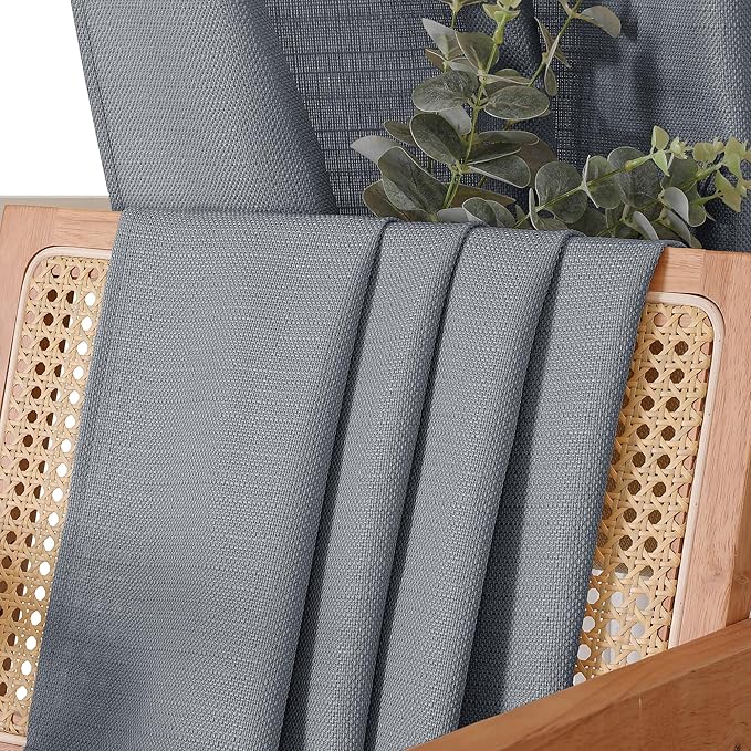 Chyhomenyc 2 Panels Dark Grey Kitchen Curtains, 30"W x 24"L (Pack of 2), Light Filtering, Rod Pocket, Modern Style