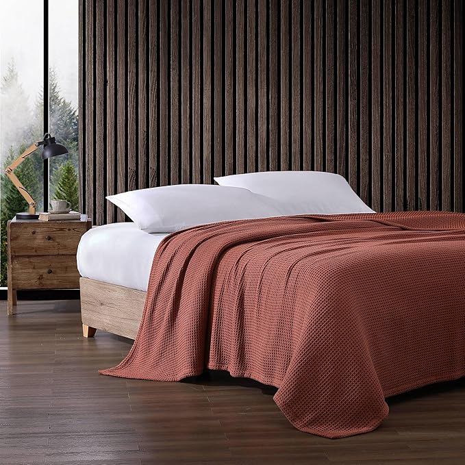 Eddie Bauer Blanket Soft Waffle Weave Bedding, Medium Weight Bedroom Decor, Softens Every Wash, King, Orange