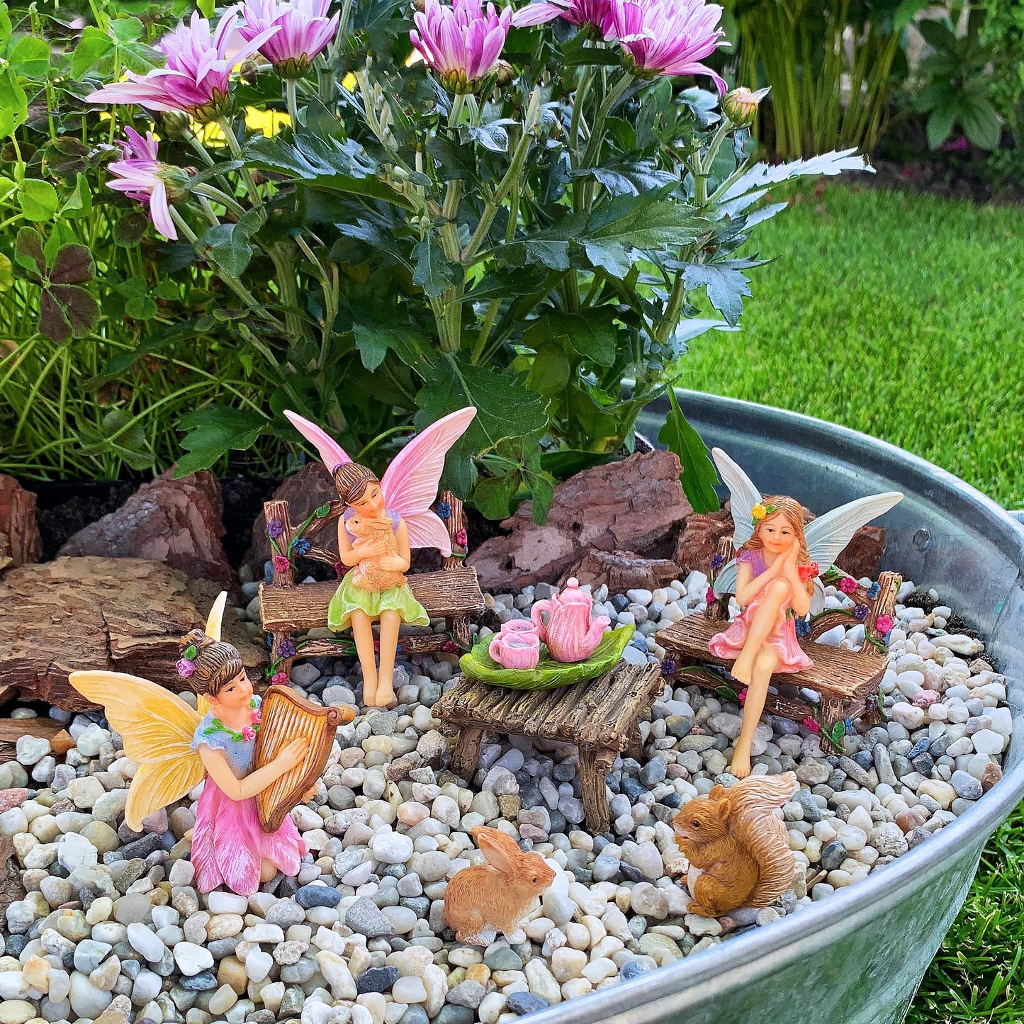 Mood Lab Fairy Garden Figurines - Miniature Decor Set (12 pcs) - Statues & Accessories - Outdoor & Indoor Garden Decor