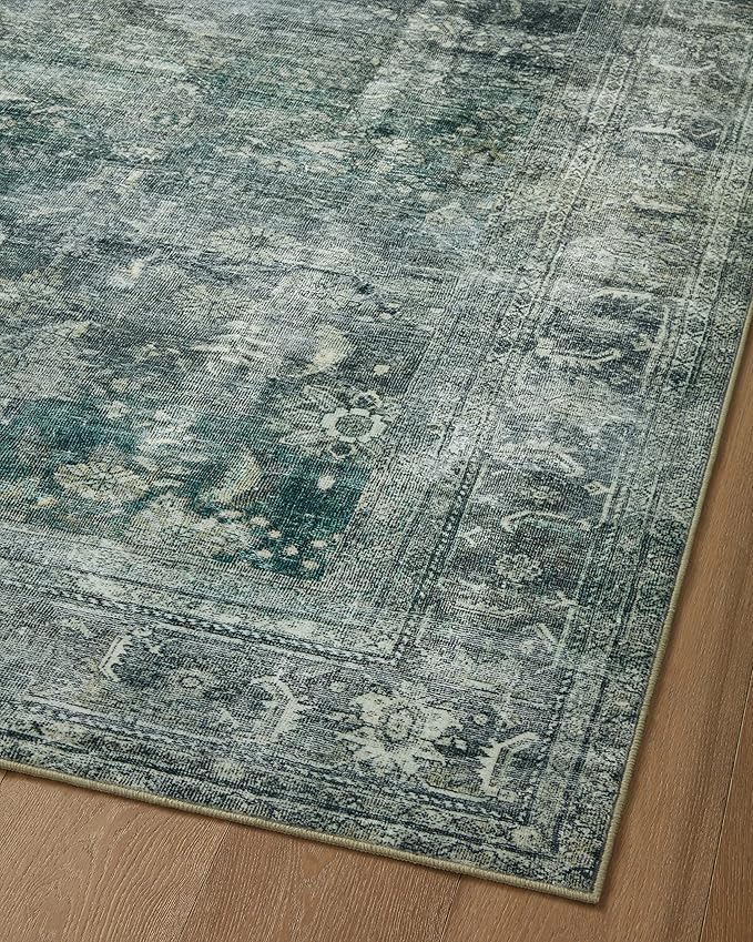 Loloi Magnolia Home by Joanna Gaines Banks Collection BAN-03 Blue/Lagoon 2'-3" x 3'-9" .13" Pile Height, Machine Washable, Accent Rug