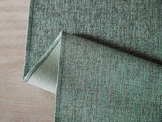 ZeeMart Green Table Runners 60 Inches Long, Burlap Linen Style Rustic Farmhouse Table Runner, Boho Woven Dining Table Runner, 13x60 Inches, Mineral Green