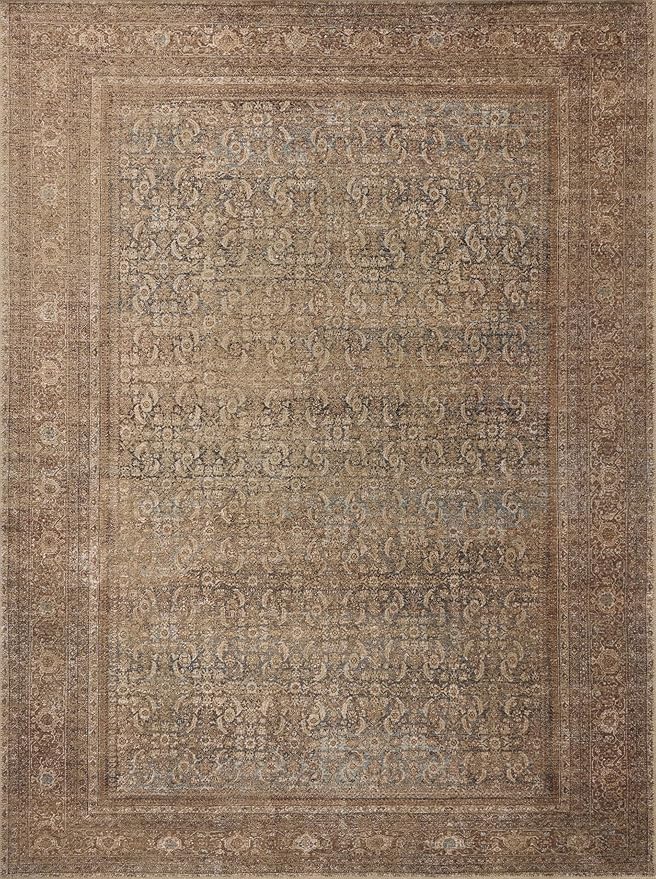Loloi Amber Lewis Cambria Collection CBR-07 Ocean/Bark 2'-0" x 5'-0" Accent Rug Jute, Neutral, Vintage Style, Antique Tone, Living, Bedroom, Dining, Carpet