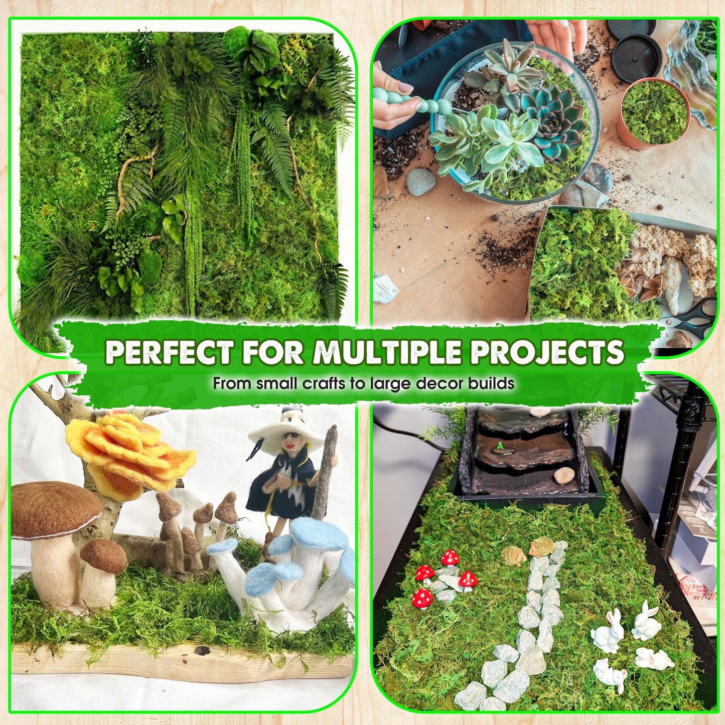 DUSPRO Green Forest Moss for Crafts, Real Dried Decorative Moss for Indoor Planter Soil Cover, Table Centerpieces, Wedding, Easter & Christmas Decor, DIY Projects, 1.25 Lbs