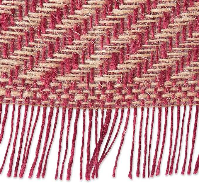 DII Jute Burlap Collection Kitchen Tabletop, Table Runner, 14x72, Chevron Barn Red