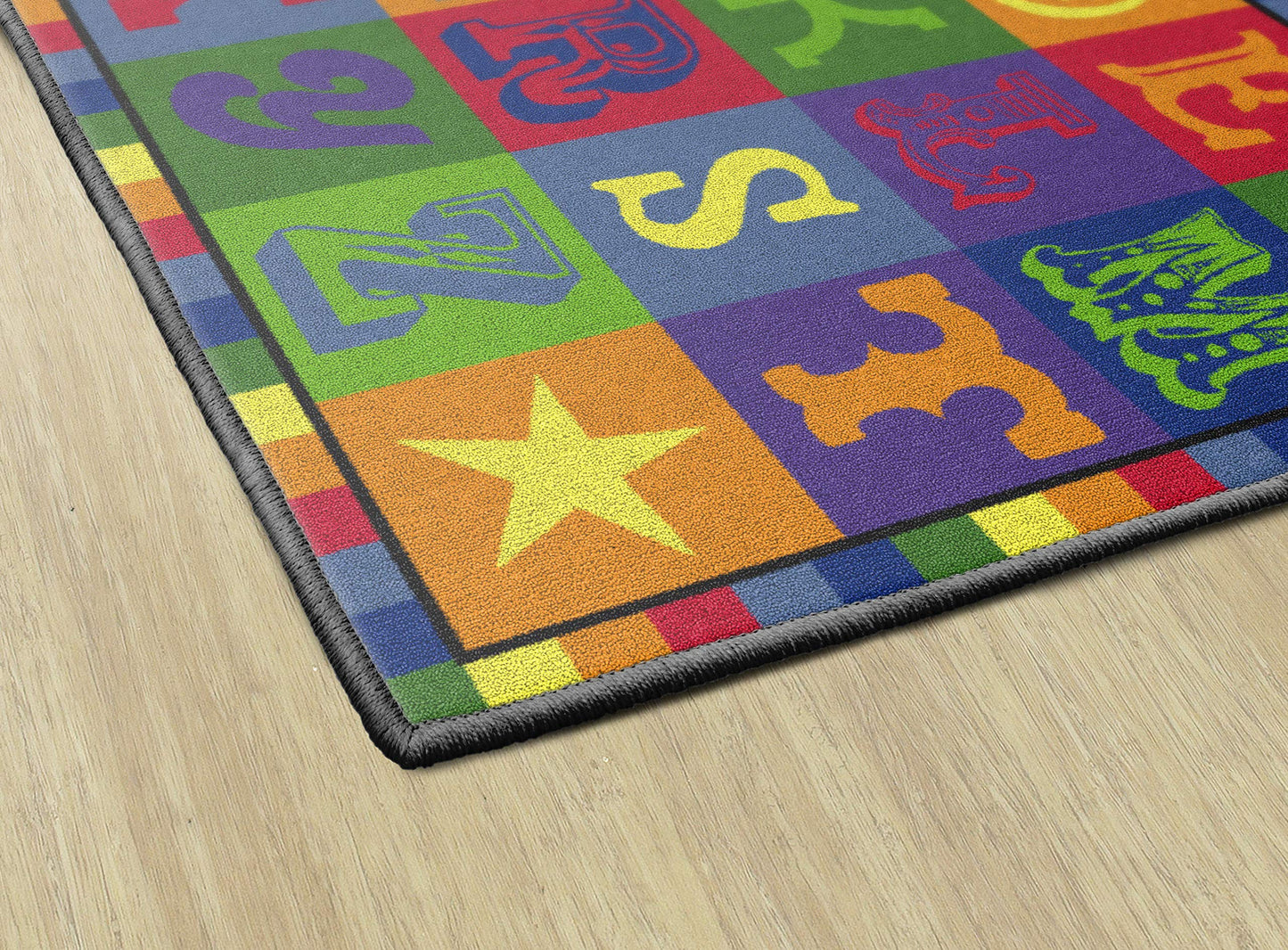 Flagship Carpets Early Blocks Colorful ABC Alphabet Children's Rug for Classroom or at Home Educational Learning Area, Playroom, Kid's Bedroom Mat, 3' x 5', Multi-Color