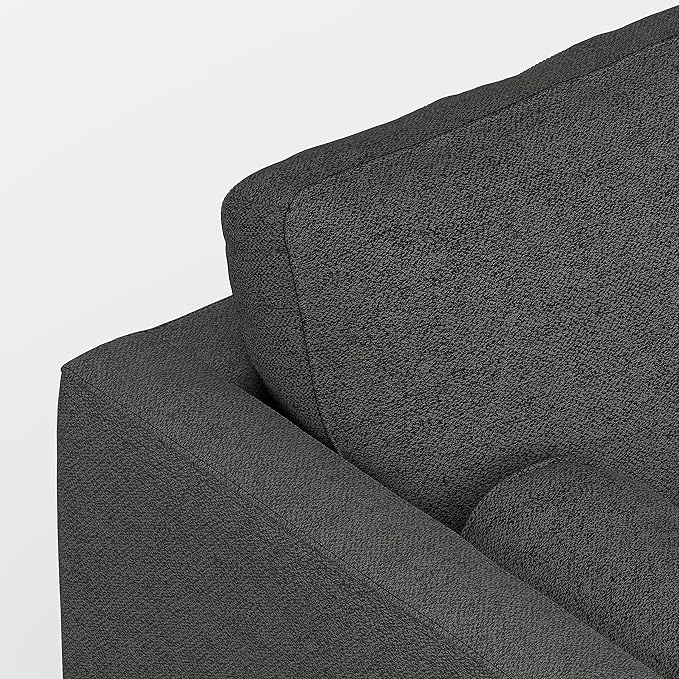 SIMPLIHOME Morrison 72-inch Wide Sofa in Charcoal Grey Woven-Blend Fabric, Handcrafted Mid-Century Modern Loveseat for Living Room or Family Room, Single Bench Cushion, Bolster Pillows