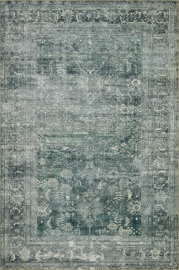 Loloi Magnolia Home by Joanna Gaines Banks Collection BAN-03 Blue/Lagoon 2'-3" x 3'-9" .13" Pile Height, Machine Washable, Accent Rug