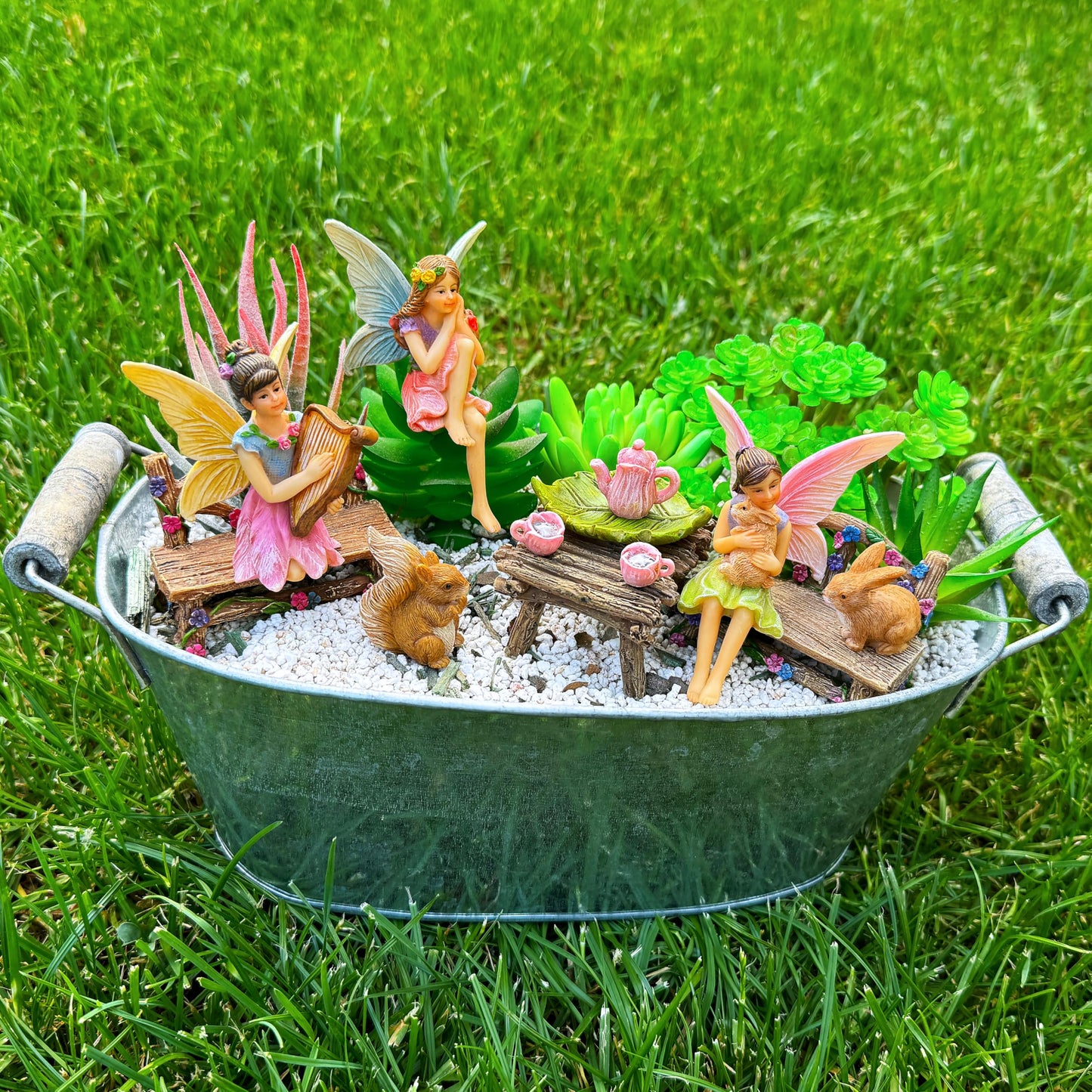Mood Lab Fairy Garden Figurines - Miniature Decor Set (12 pcs) - Statues & Accessories - Outdoor & Indoor Garden Decor