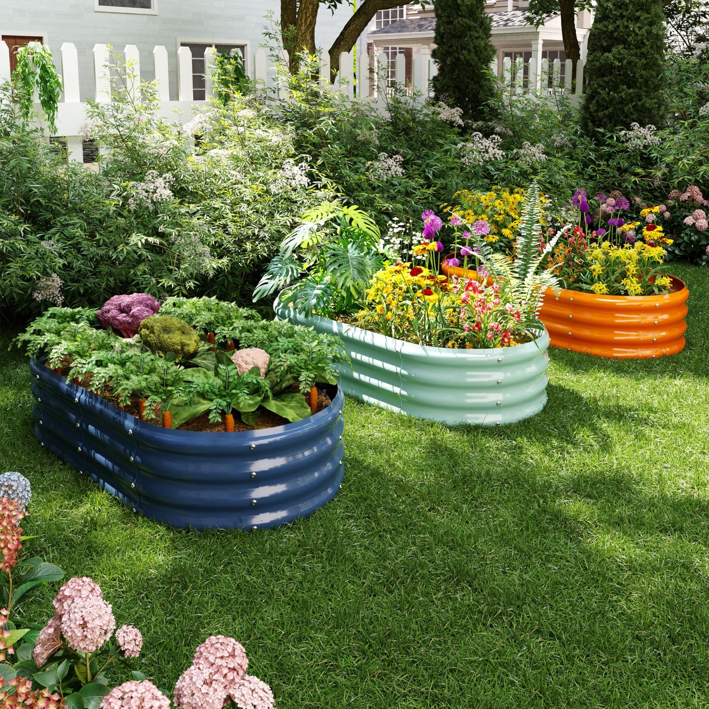 Galvanized Metal Planter Raised Garden Bed Kit for Gardening Outdoor，6x3x2ft Planter Grow Garden Box Raised Flower Bed，Long Vegetable Clearance Herb Raised Garden Beds For Container Gardening