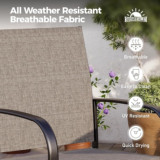 9 Piece Patio Dining Set for 8, Rectangular Extendable Dining Table, 8 Metal Brown Chairs, Outdoor Table and Chairs Set for Lawn Backyard and Deck