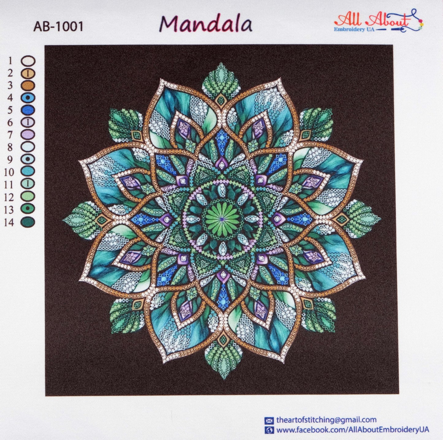 AllAboutEmbroideryUA Bead Embroidery kit Mandala AB-1001 Beaded Cross Stitch kit