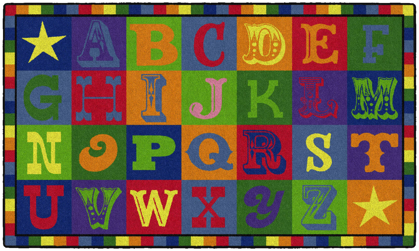 Flagship Carpets Early Blocks Colorful ABC Alphabet Children's Rug for Classroom or at Home Educational Learning Area, Playroom, Kid's Bedroom Mat, 3' x 5', Multi-Color