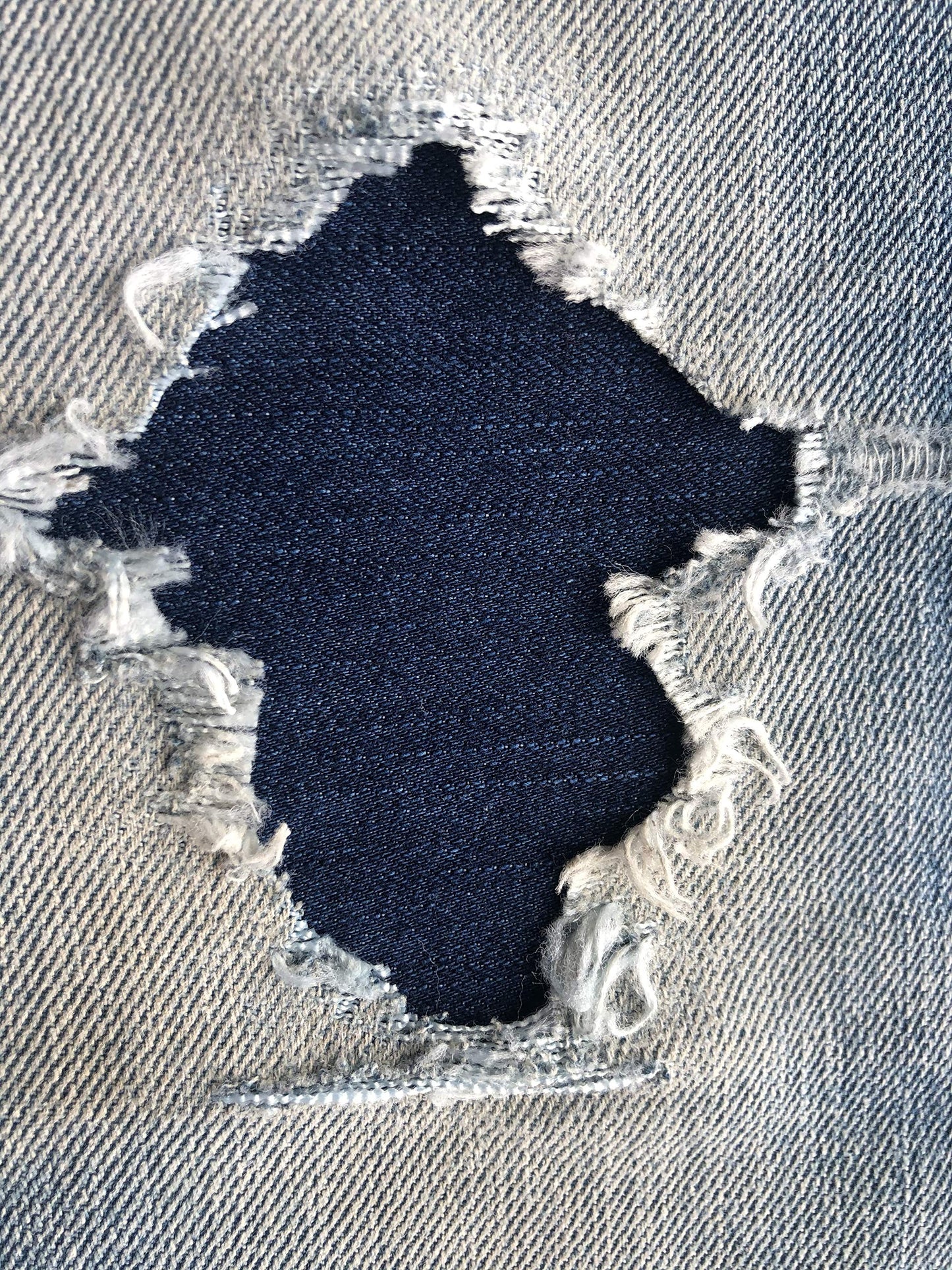 Dark Blue Denim Stretch Jean Patches Super Strong Iron On- by Holey Patches (Assorted Sizes) (2-5" x 5")