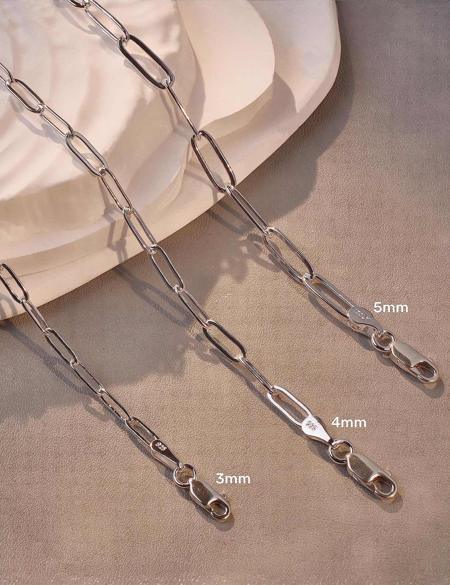 ASDULL 925 Sterling Silver Paperclip Bracelets 4mm Silver Bracelets for women Paperclip Chain Bracelet for men 6.5 Inches