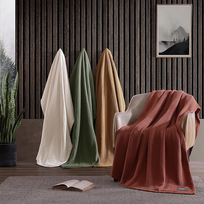 Eddie Bauer Blanket Soft Waffle Weave Bedding, Medium Weight Bedroom Decor, Softens Every Wash, King, Brown