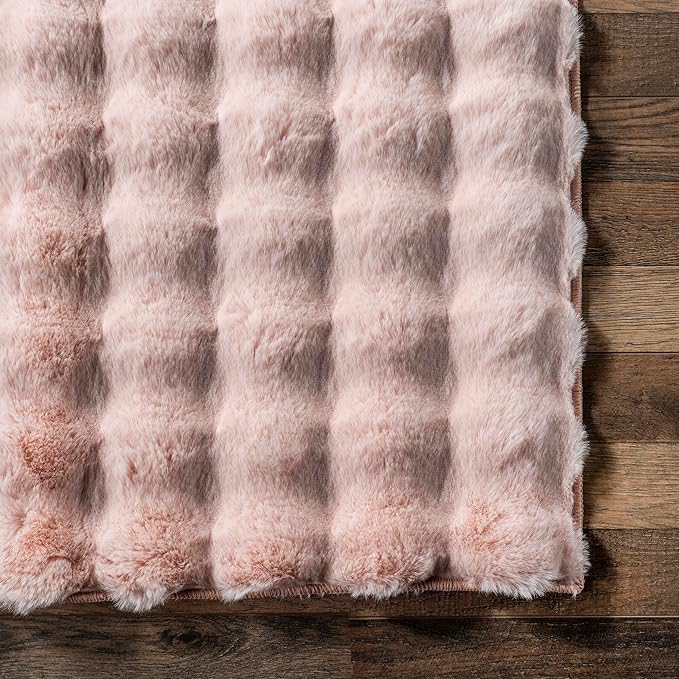 nuLOOM 7'6' x 9'6' Cozy Plush Area Rug, Machine Washable, Non-Slip, Soft Fluffy Shag Carpet for Living Room Bedroom Kids Room Nursery Home Decor, Jeni Blush