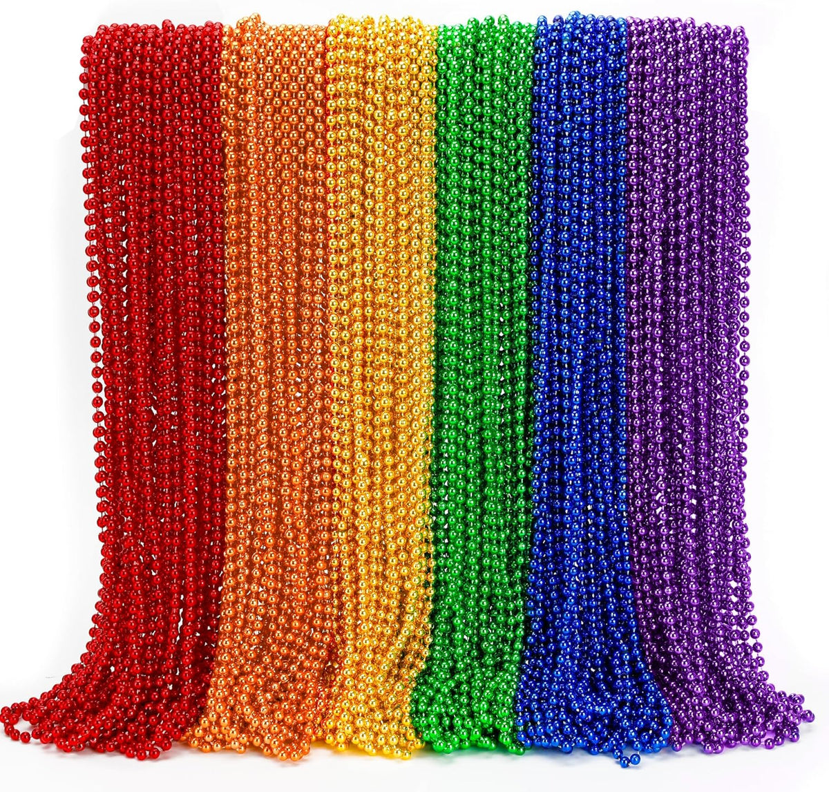 Pride Beads Stuff, LGBTQ Necklace Accessories,100PCS 6 Kinds of LGBTQ Metallic Beads Necklaces Bulk, Gay Lesbian Pride Necklace, Costumes Decor for Pride Month Parade Throws Party Favors