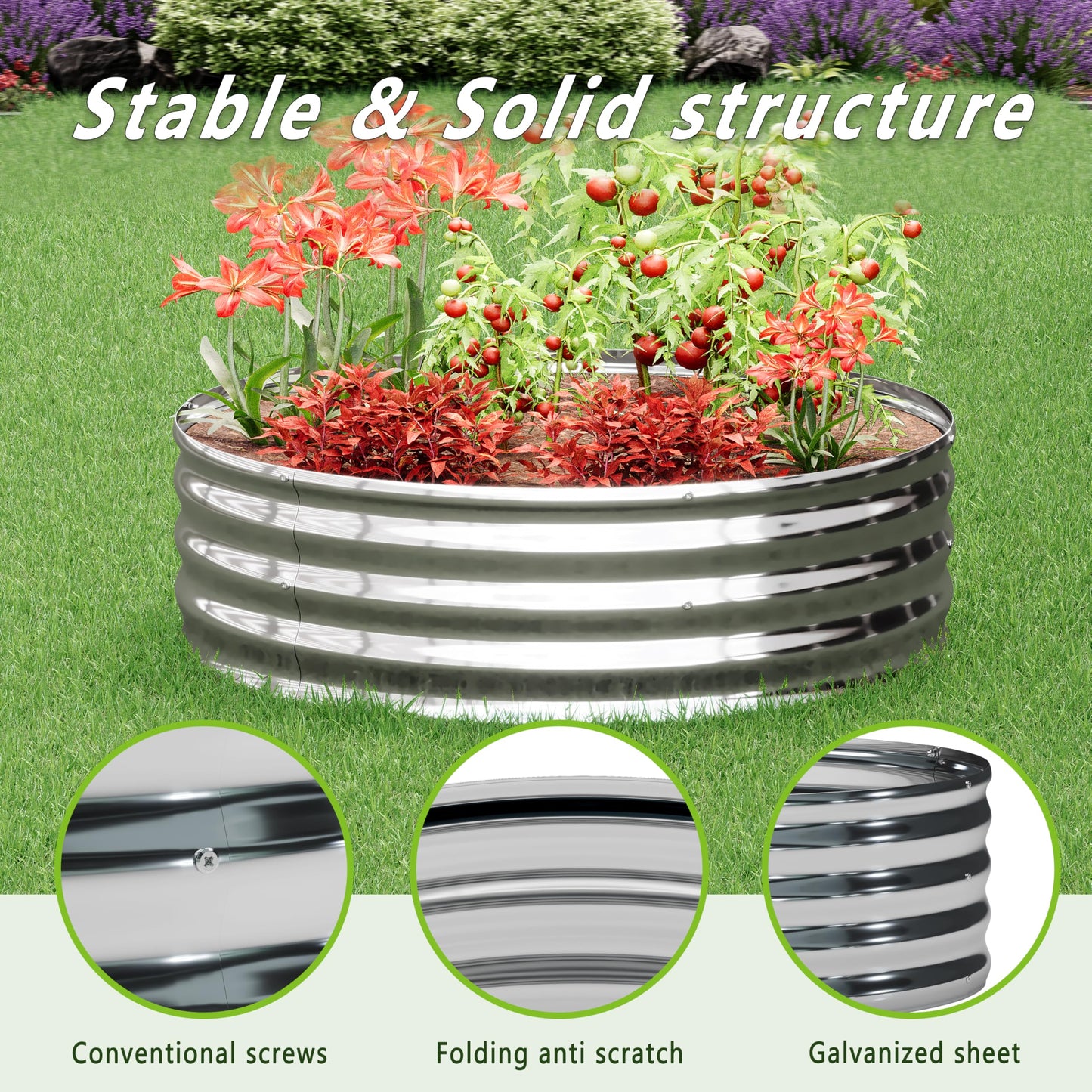 DIIYIV 2Pack 2x2x1ft Galvanized Raised Garden Bed, Planter Raised Garden Beds Outdoor, Round Clearance Raised Garden Beds for Gardening Vegetables