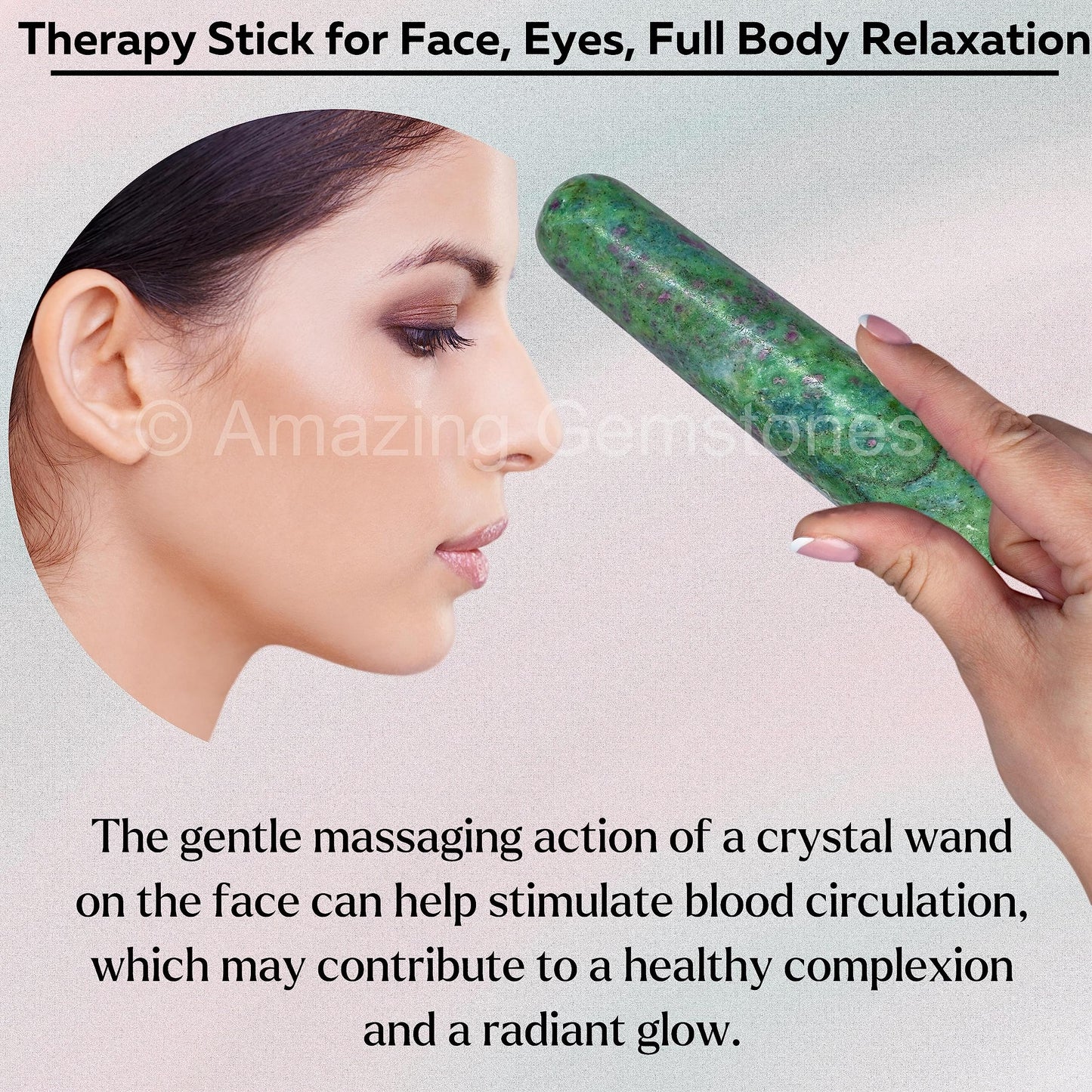 Amazing Gemstone Ruby Fuchsite Crystal Wand Massage Stick - Pelvic Wand Gua Sha for Adults - Crystals and Healing Stones Massage Wands for Adults Gifts (Smooth)