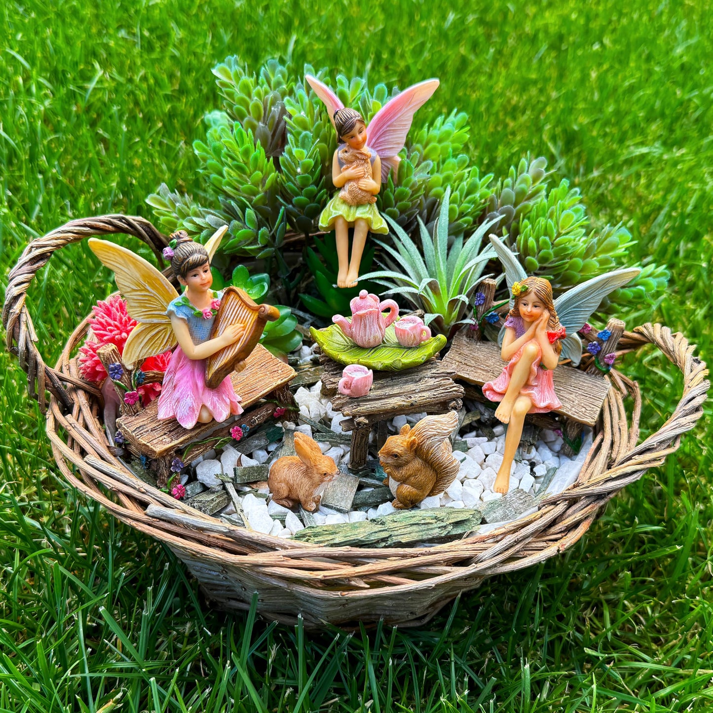 Mood Lab Fairy Garden Figurines - Miniature Decor Set (12 pcs) - Statues & Accessories - Outdoor & Indoor Garden Decor