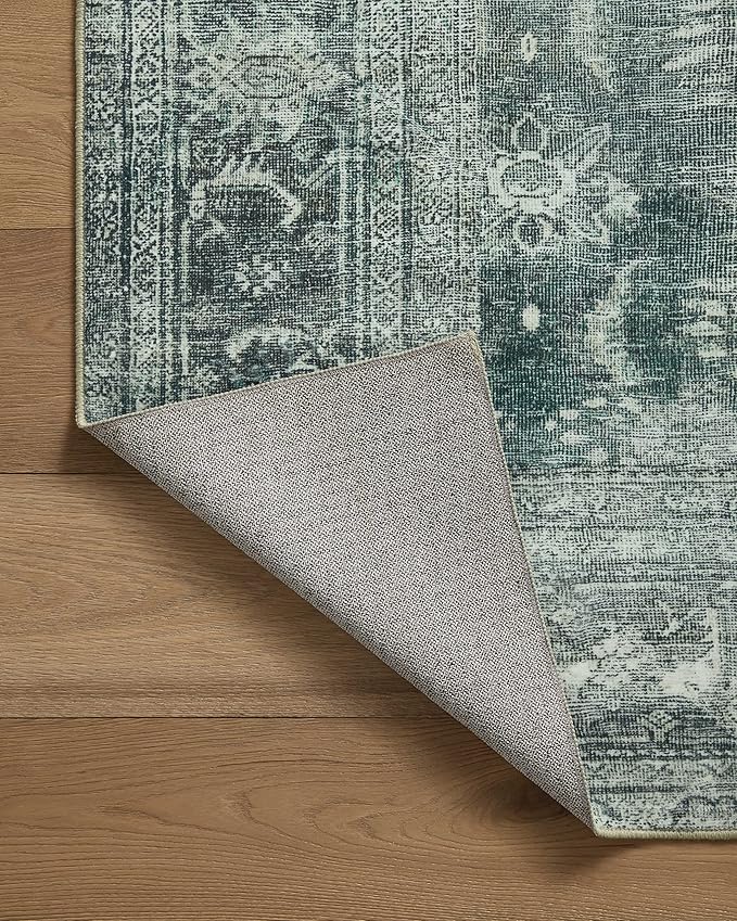 Loloi Magnolia Home by Joanna Gaines Banks Collection BAN-03 Blue/Lagoon 2'-6" x 7'-6", .13" Pile Height, Machine Washable, Runner Rug