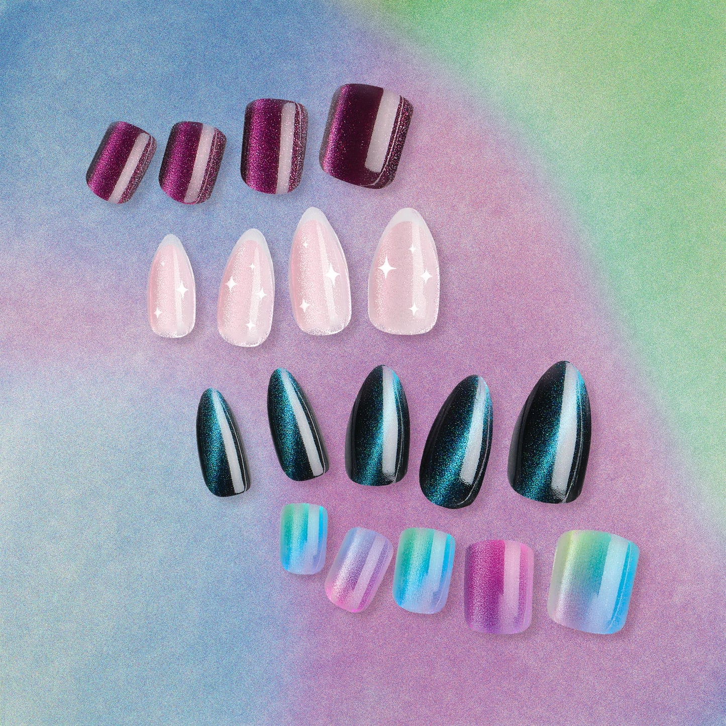 Sally Hansen Salon Effects Perfect Press-On Nails | Square Shape | Easy to Apply, Non-Damaging | 30 Nails, Nail Glue, Adhesive Tabs, File | Hues & Clues