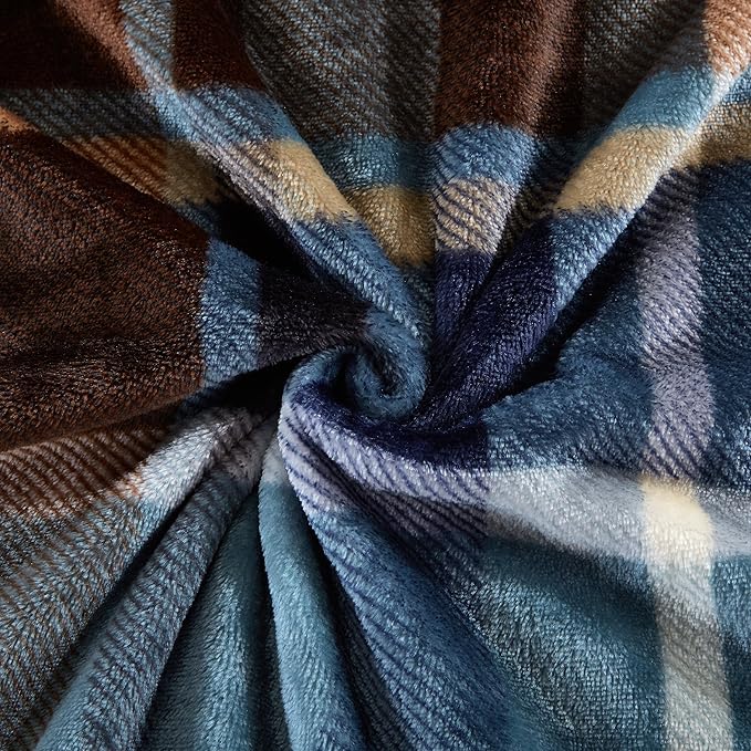MERRYLIFE Throw Blanket Plaid Sherpa | Ultra-Plush Soft Colorful Oversized | Decorative Couch Travel Blanket | King Size(90" 102", Greenland)