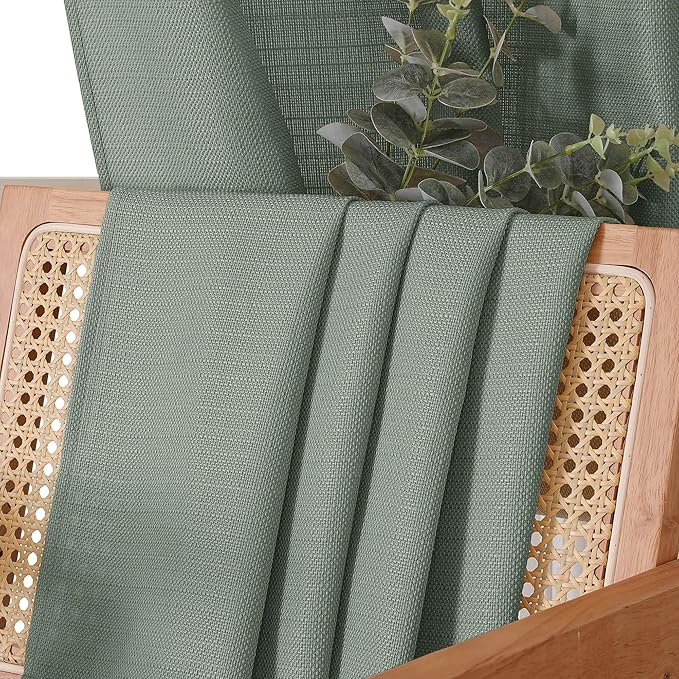 Chyhomenyc Sage Green Curtains 72 Inch Length 2 Panels Set, Faux Linen Textured Semi Sheer Light Filtering Soft Airy Privacy Farmhouse Curtain Drapes for Living Room Bedroom, 40 Wx72 L Inches