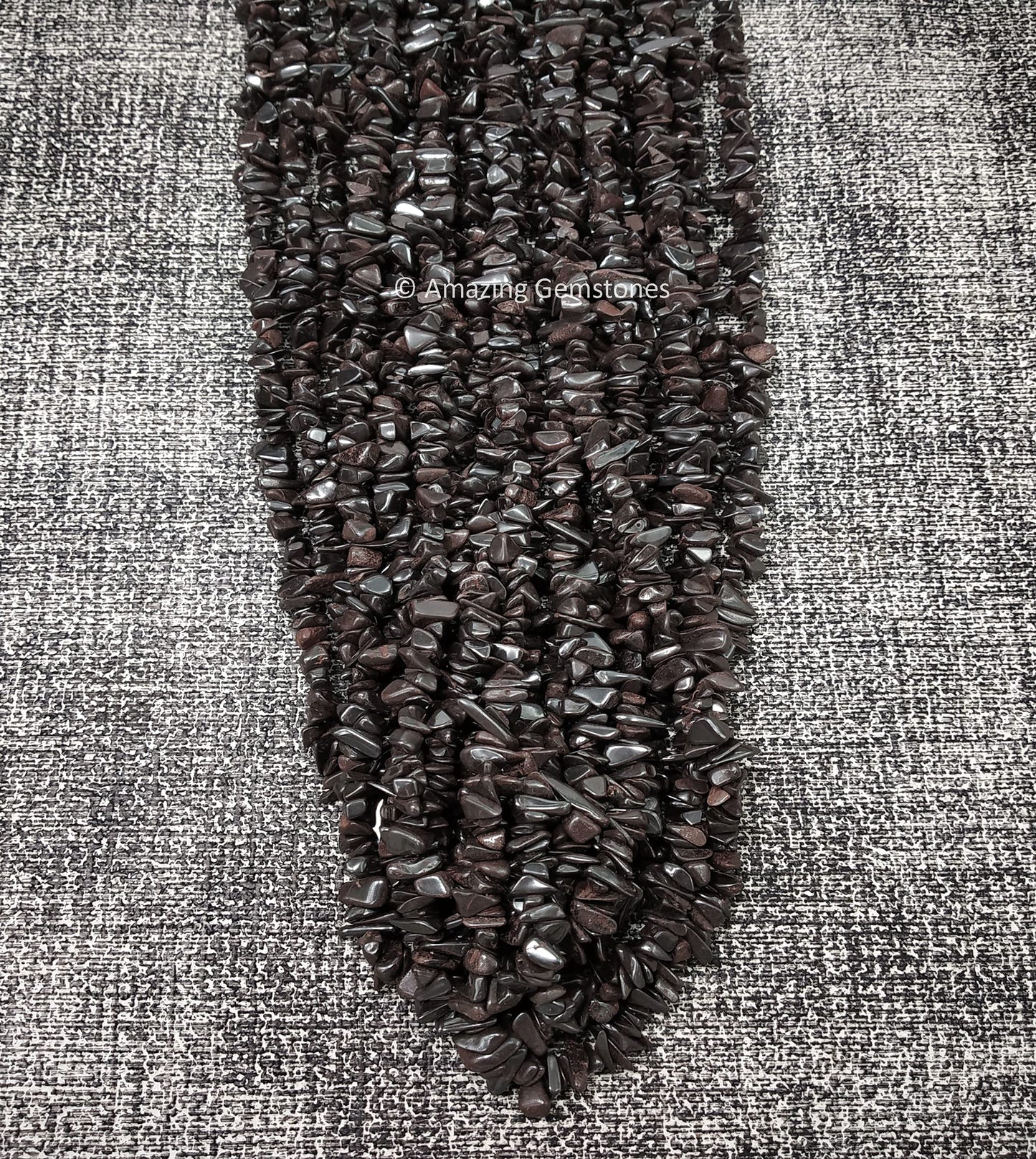 Hematite Pre Drilled Crystal Crushed Chips Beads for Bracelets Making, DIY Handmade Natural Healing Crystals (25 Inch Strand)