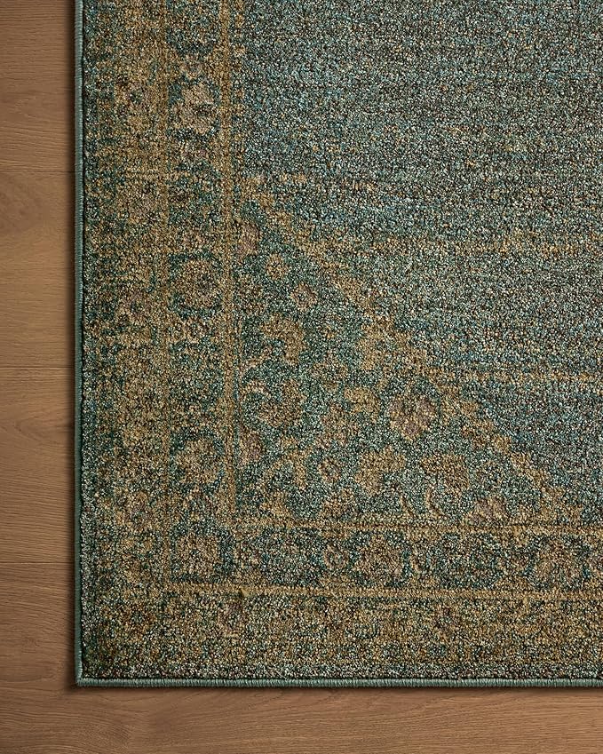 Loloi Magnolia Home by Joanna Gaines Mona Collection MOA-04 Aqua/Wheat 5' x 7'-8" Area Rug