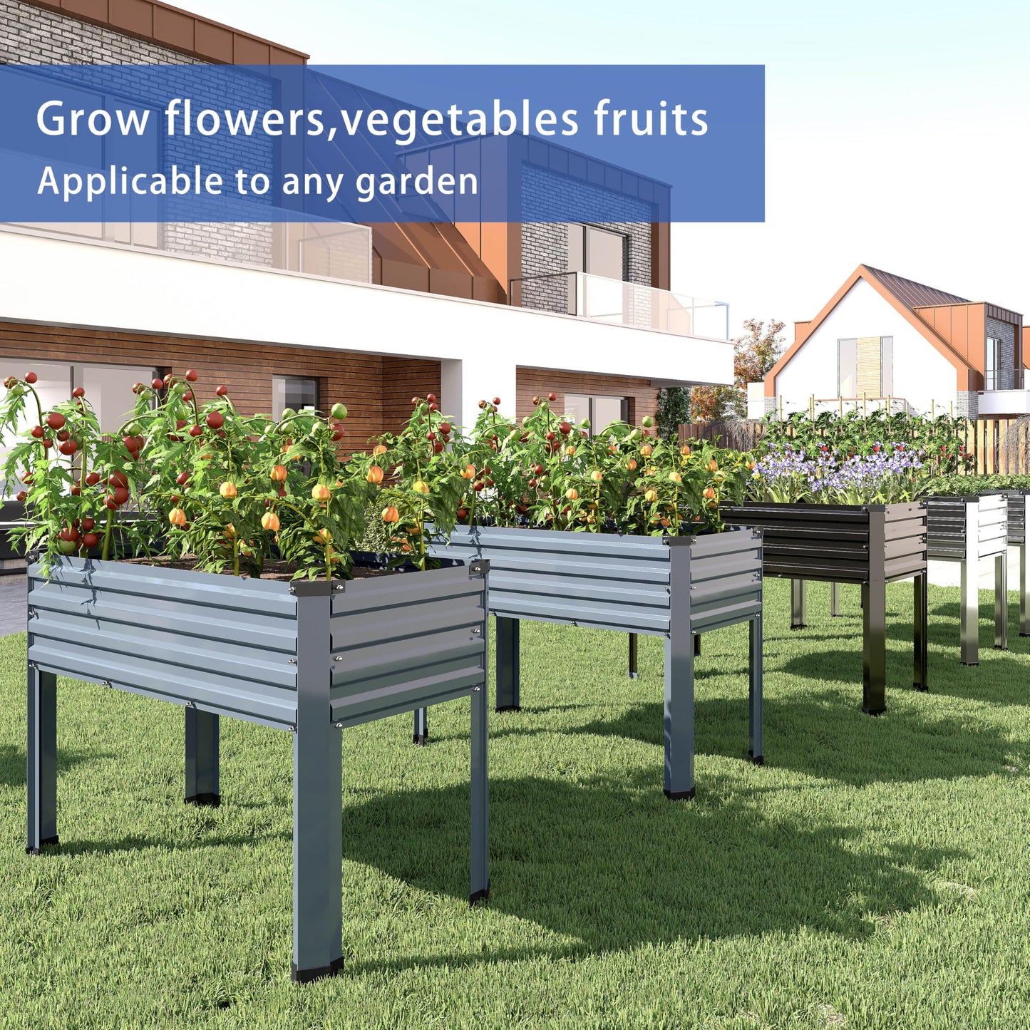 DIIYIV 2PCS Galvanized Raised Garden Bed with Legs,2PCS 48×18×30in Elevated Planter Box for Backyard,Garden, Patio, Balcony, 300lb Capacity,Planters for Outdoor Plants,Black