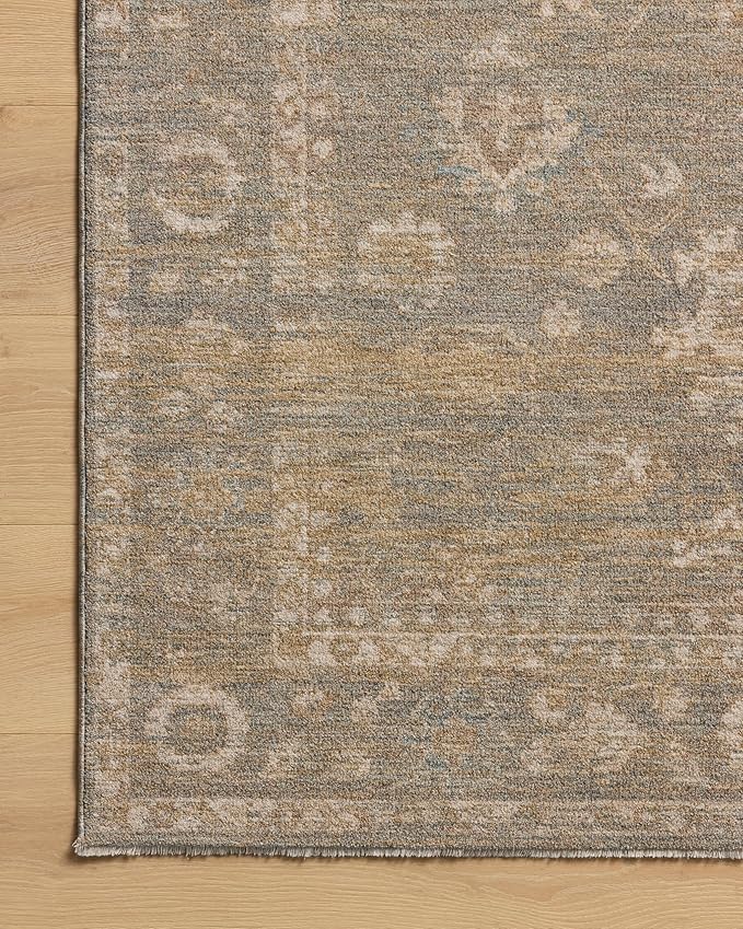 Loloi Chris Loves Julia Louisa Collection LOI-04 Lagoon/Ivory 5'-3" x 7'-6", .38" Pile Height, Area Rug