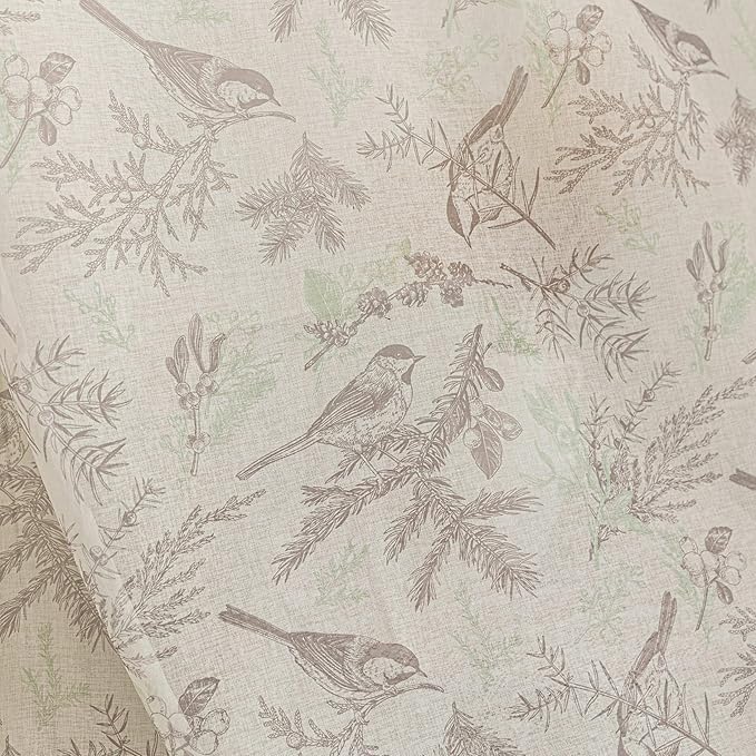 Birds Sheer Curtains 63 inch Long, Fringed Edges and Textured Semi Sheer Curtains Large Window Treatments for Living Room/Bedroom, 2 Panels